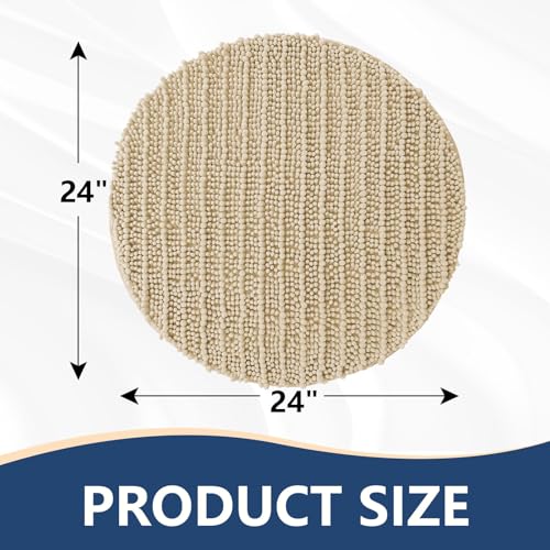 Image of Arotive Round Bathroom Rugs 24x24, Extra Soft Thick Absorbent Shaggy Chenille Bath Rugs, Machine Wash Dry, Bath Mats for Bathroom Floor, Tub and Shower, Home Decor Accessories, Cream Beige