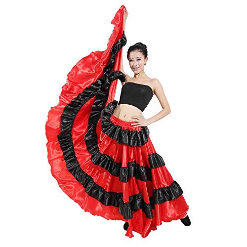 Mcaishen Falda De Baile para Mujer Falda De Baile Taurino Español Falda De Baile Grande De Danza del Vientre De 90 Cm Adecuada para Trajes De Vestuario Escénico(One Size,720°) Cover