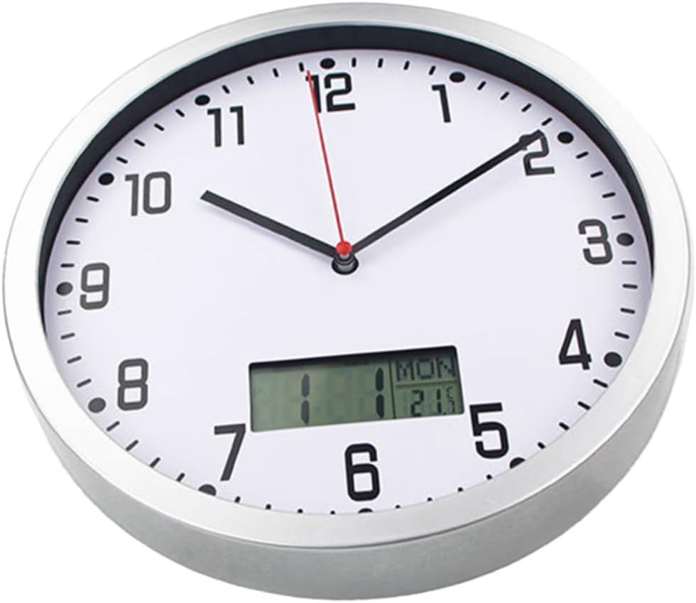 Accurate Thermohygrometer Quartz Clock Battery Operated Wall Clock Non Ticking Sweep for Home