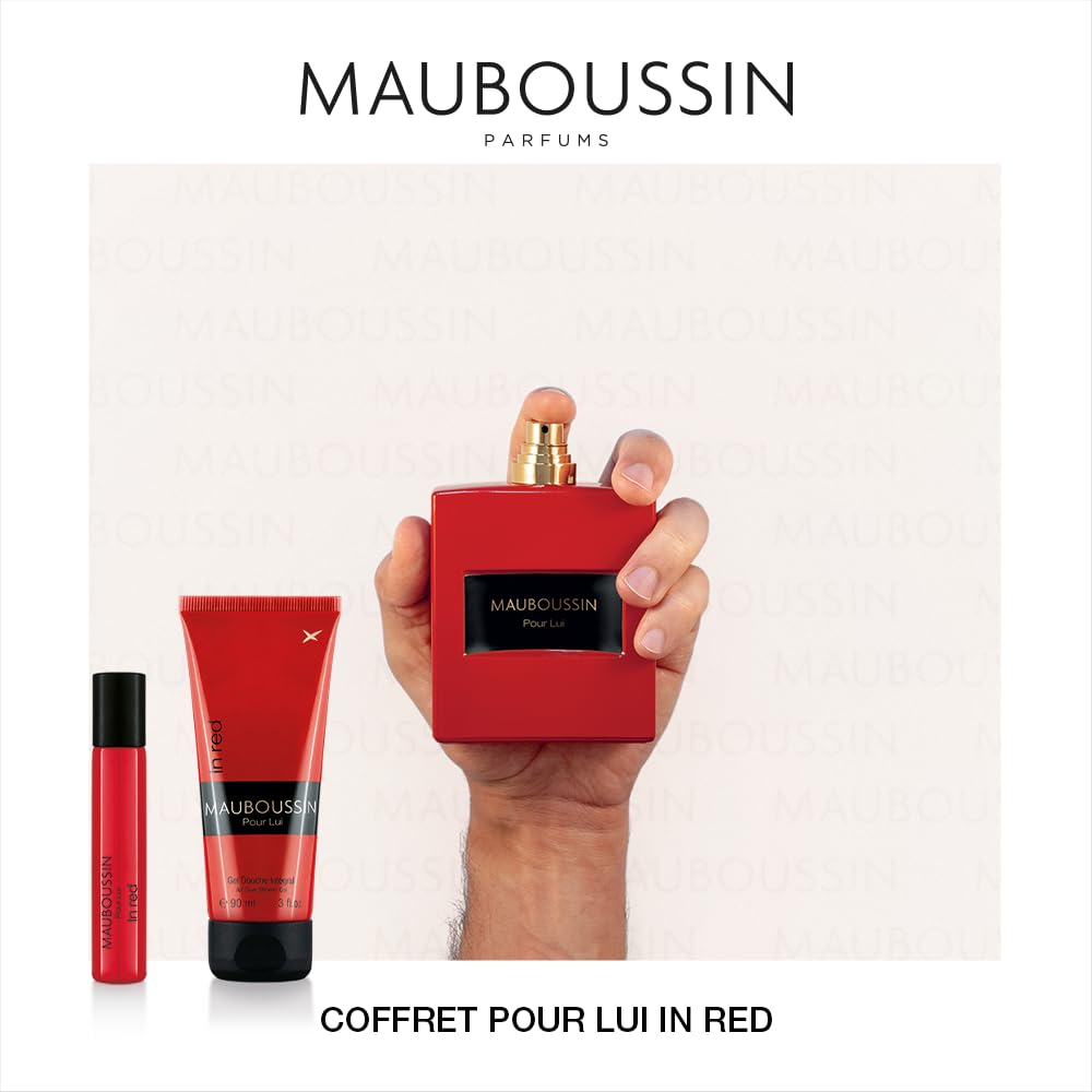 Mauboussin - Coffret Pour Lui In Red : Eau de Parfum 100ml, Gel Douche 90ml & Travel Spray 20ml