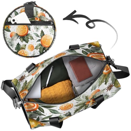 Leaves Oranges Travel Gym Bag Waterproof Sport Dance Bag for Women Men Portable Gymnastics Duffel Bags Canvas Tote Carry on Handbag for Workout Overnight Weekender2