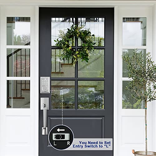 Kiayaci Front Door Lock Set Door Handle Sets Brushed Nickel Door Handle Entry Door Locksets With Rectangle Keypad Deadbolt Single Smart Locks For Front Door Keyless Entry Door Lock Silver #TOP6