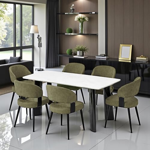 Image of The Attic Estella Urban 6 Seater Dining Set,Green,Titanium & Cream,160Cms