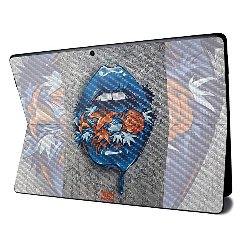 Image of MightySkins Carbon Fiber Skin for Microsoft Surface Pro X - Blue Lips | Textured Carbon Fiber Finish | Easy to Apply, Remove, and Change Styles | Made in The USA