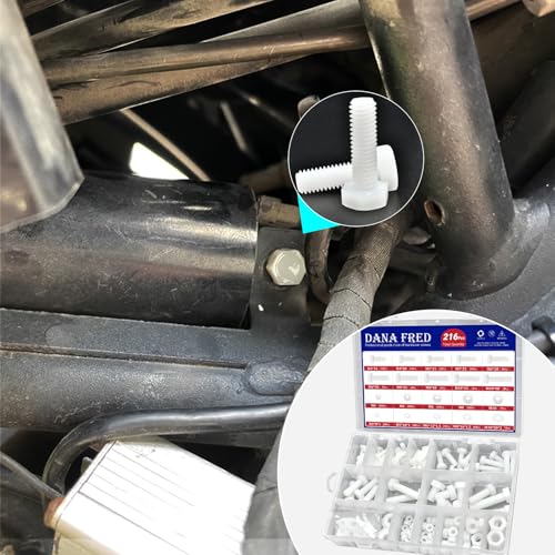 M4 M5 M6 M8 M10 White Nylon Hex Bolt Nut Washer Kit,216 Pieces Metric Thread Machine Bolts Plastic Hexagon Screw Nut Washer for Micro Controller Board Building,Insulate or Fasten PCB Board - Image 5