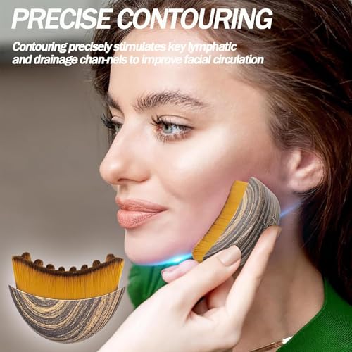 Image of 3PCS Lymphatic Contour Face Brush, Face Brush, Facial Brush, Body Brush Lymphatic Drainage, Bath Brush Natural Thick Bristles Exfoliates Dead Skin, Detoxifies, Improves Blood Circulation - Spa-Grade Dual Use Dry /Wet Brush