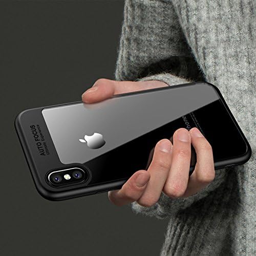 Auto Focus iPhone X case iPhone 10 TPU+PC silicone hard clear back (Black)