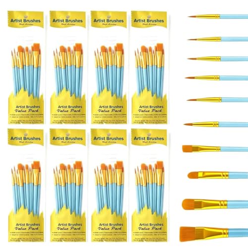 Set de pinceles para pintura KRONSTYL de 80 piezas con cerdas de nylon y formas múltiples