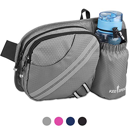 KEESPENCE Hiking Fanny Pack, Waist Bag with Water Bottle Holder for Men Women