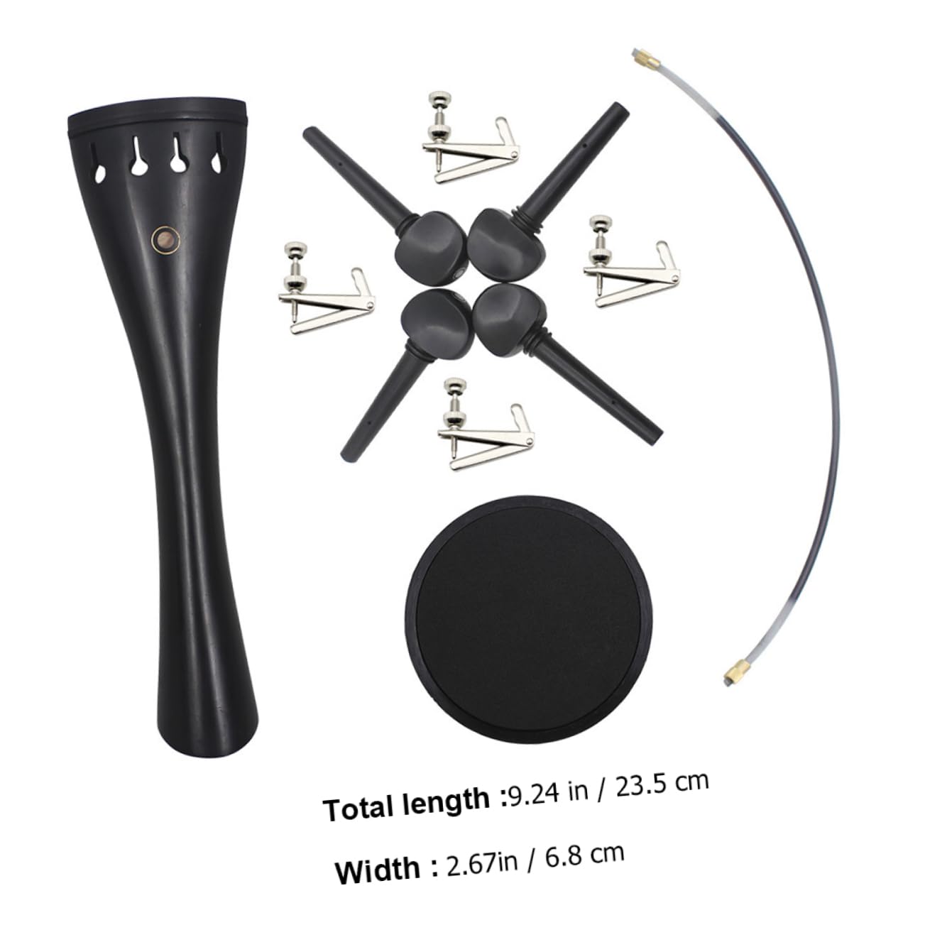 ERINGOGO Cello Supplies 1 Tailpiece 4 Tuning Knobs 4 Adjusters Metal Eye Pad Ebony Cello Accessories Kit