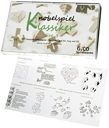 Knobelspiel Klassiker Sets - 8 Geschicklichkeitsspiele in Geschenkverpackung - incl. Lösung (Set 3)
