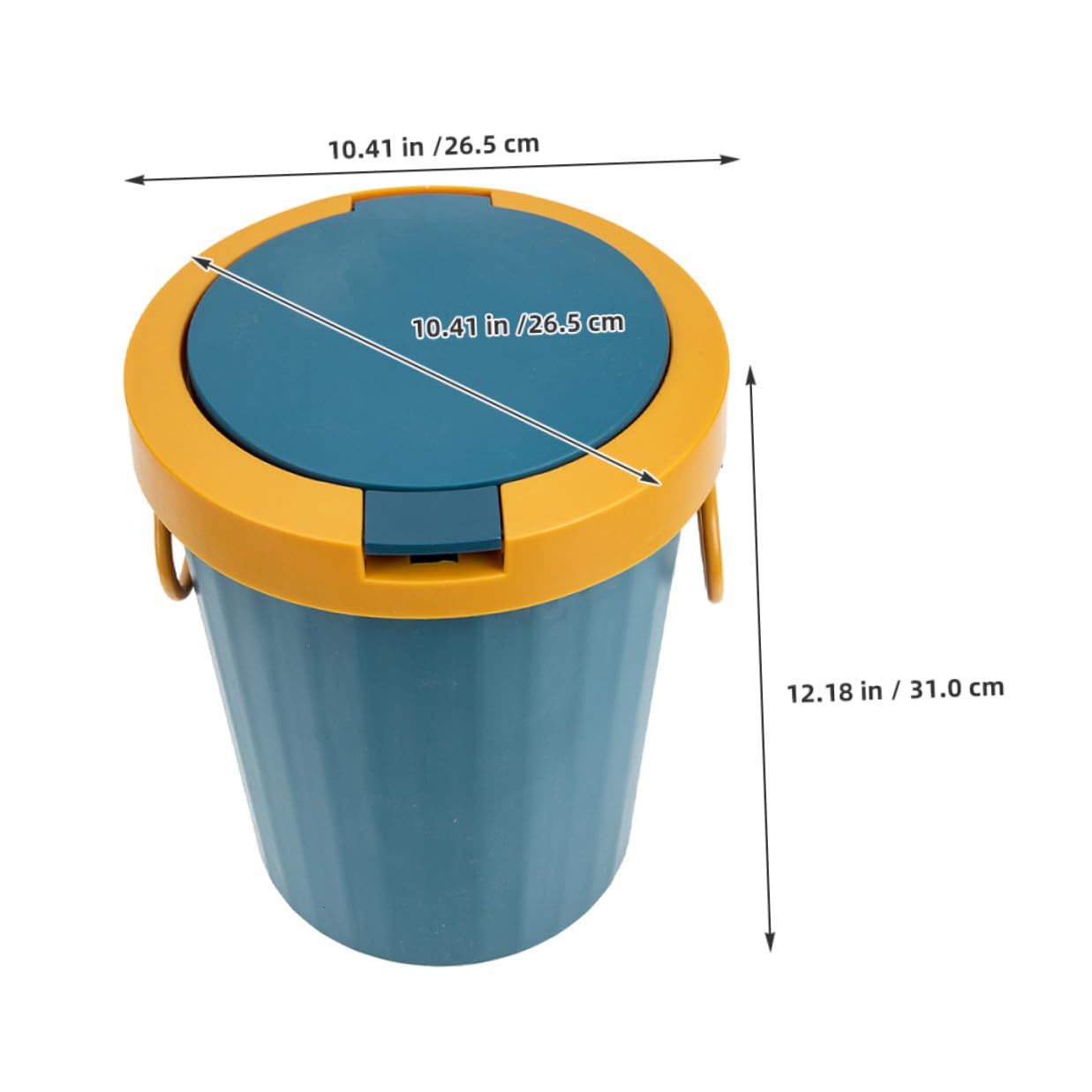 Healifty Blue Large Plastic Trash Can with Lid, Kitchen Wastebasket and Bathroom Garbage Bucket for Home, Office, Bedroom Storage and Organization