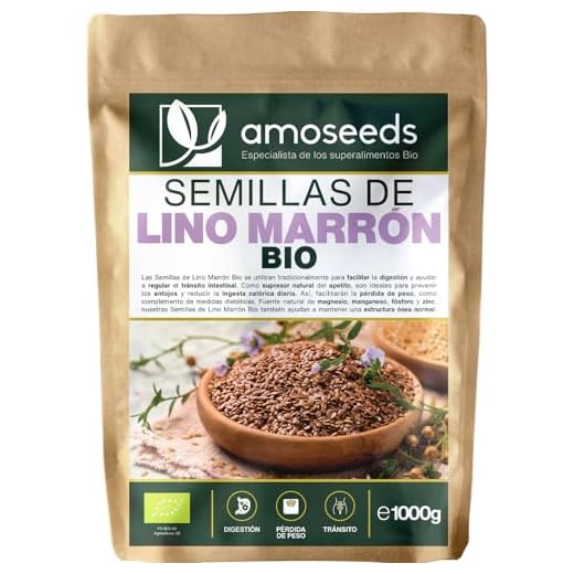Semillas de Lino Marrón BIO 1KG | Semillas de Linaza | 100% Naturales y Orgánicas | Ricas en Fibras, Proteínas, Omega 3 | Flaxseeds enteras, Sin Gluten | Primera Calidad