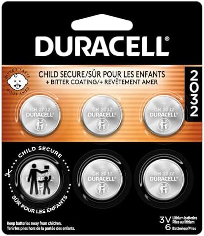 Duracell 2032 Lithium Battery, 6 Count (Pack of 1), Child Safety Features, Compatible with Key Fob, Tea Light Candles and Other Devices, CR2032 Battery