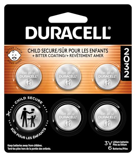 Duracell Lot de 6 Piles au Lithium 2032 - Sécurité Enfant - Compatible avec Porte-clés, Bougies Chauffe-Plat et Autres appareils - Pile CR2032