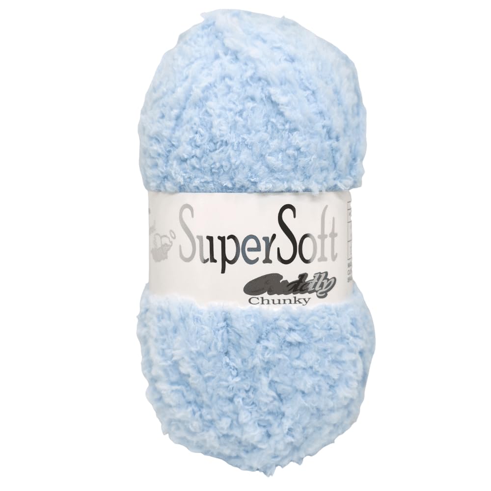 Jarol Super Soft Cuddly Chunky Knitting & Crochet Yarn. Baby Yarn Available in a Selection of Pastel, Neutral & Multicoloured Shades, 100% Polyester, 135 Metres, 100g Balls, Pack of 3, Blue