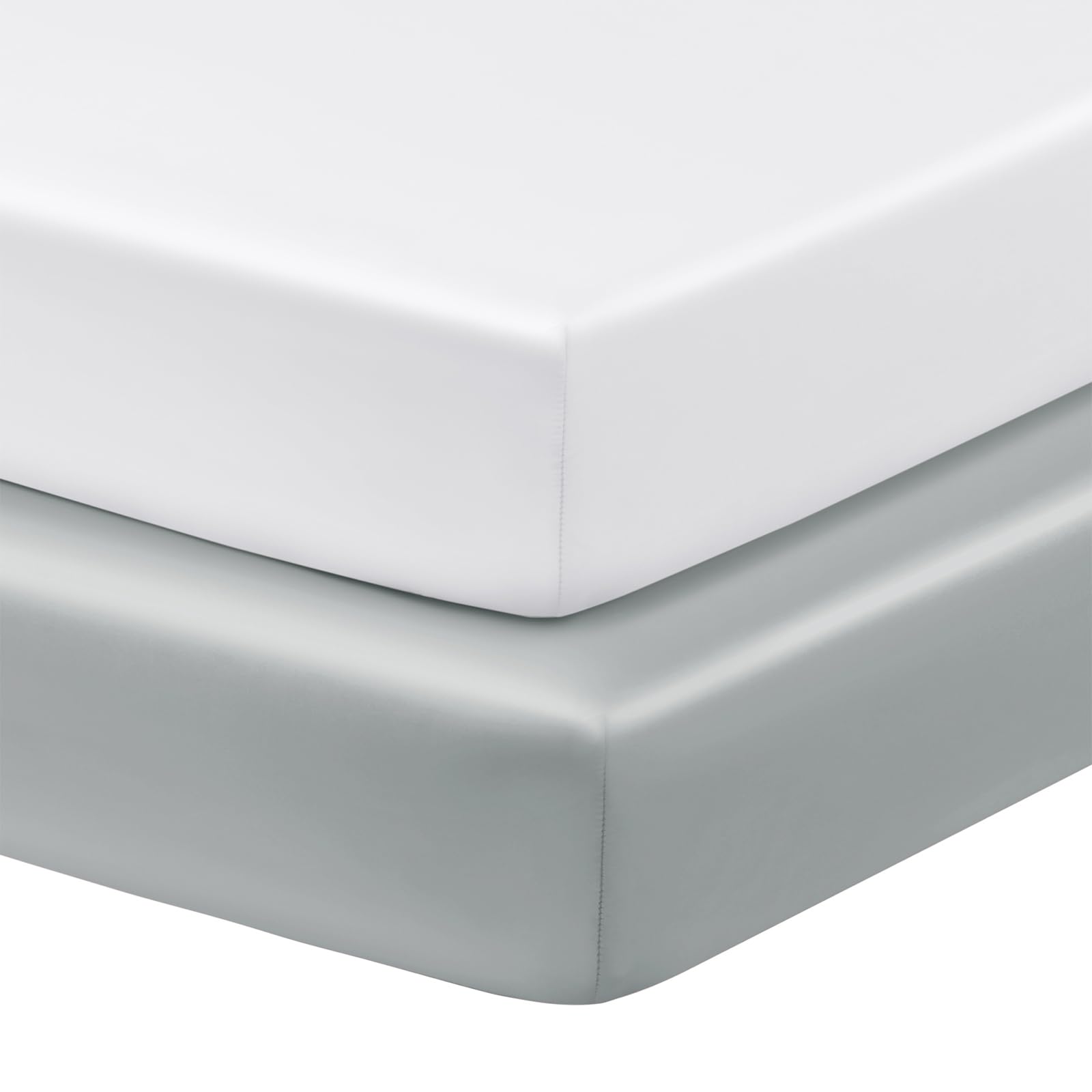 Horbaunal 2 Pack Satin Crib Sheets for Baby, 52" x 28" x 8" Silky Fitted Crib Sheets, Soft Toddler Sheet Baby Mattress Sheet, White & Grey