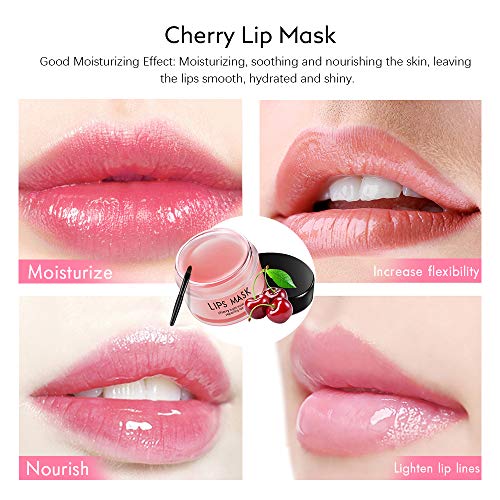Ownest 2PCS Lip Sleeping Mask, Lip Mask, Lip Treatment, Cherry Overnight Moisturizing Repairing Lips Mask, Sleeping Lip Balm for dry lips, Peeling Lips, Lip Primer, Lip Scrub, Chapped Skin