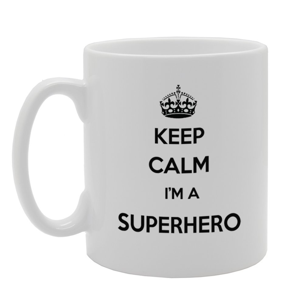 Coralgraph Inc Men's White Mg946 Keep Calm I'm A Superhero Novelty Gift Printed Tea Coffee Ceramic Mug