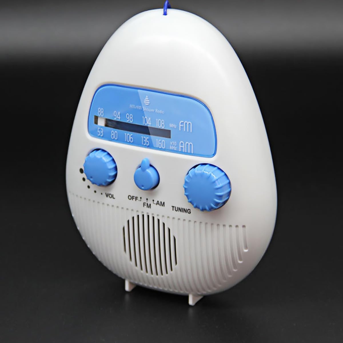 Tragbares Duschradio Kleiner Stereo Radio mit 4 facher Wasserdichtigkeit aus ABS mit Lautstärkeregler Weißer Kompakter Lautsprecher für Badezimmer und Dusche