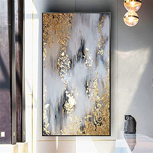 Tableau fait main abstrait or décoration murale texturée 3D