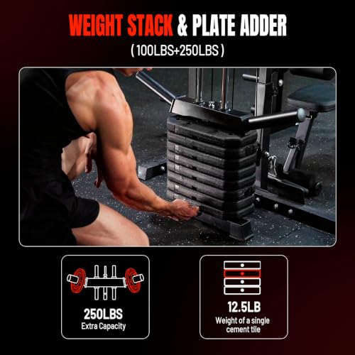 Image of Mikolo F4 2.0 Power Cage with Dual-Track Smooth Pulley System, 1200LBS Power Rack with Leg Hold-Down for Heavy LAT Pulldowns