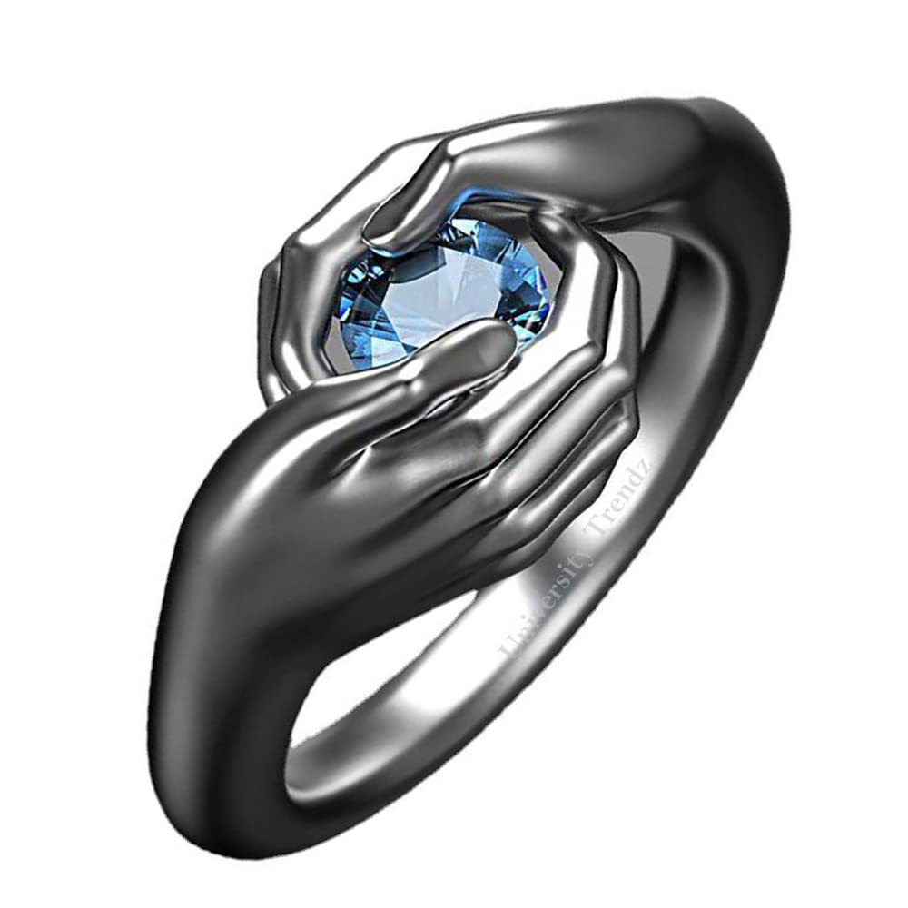 University Trendz Silver Plated Blue Stone Adjustable Open Hands Loving Hug Ring for Women and Girls (Grey) (B0C2HPQXNT) Amazon Price History, Amazon Price Tracker