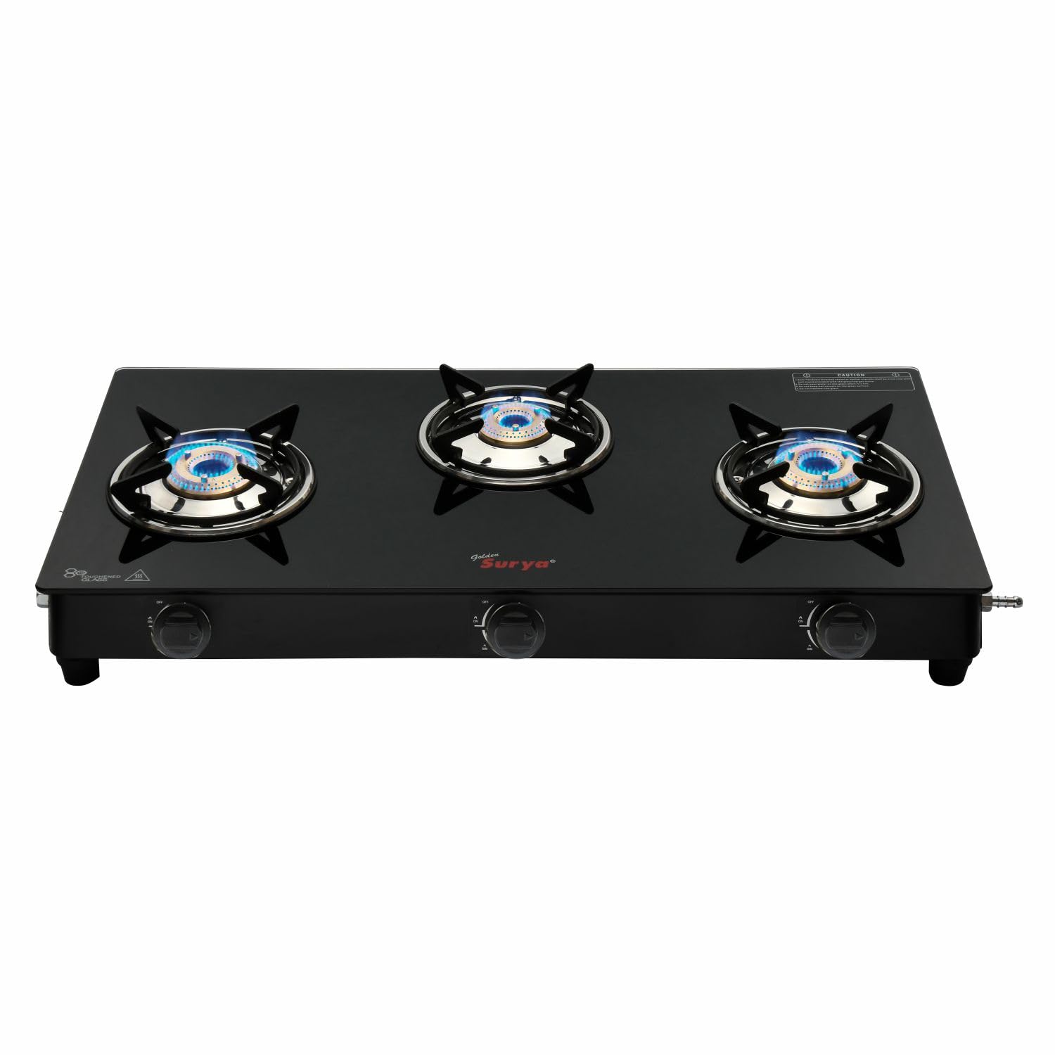 Golden Surya Gas Stove 3 Burners Burner Black Manual Ignition Toughened Glass Top Gas Stove, 18 Months Warranty (ISI Certified) (CXJ-32 MS)-image-21