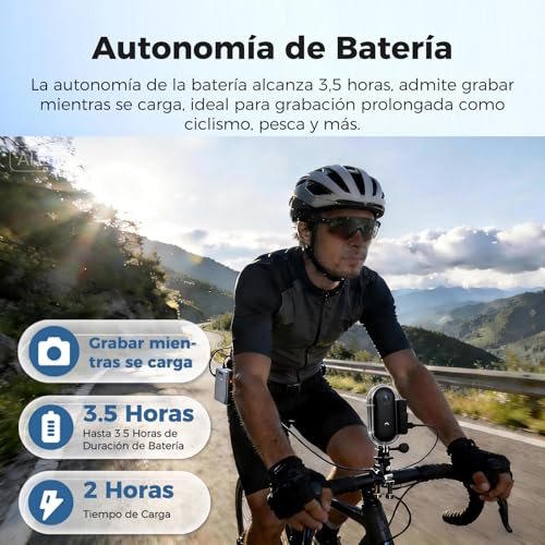 Zeerkeer Mini Camara Deportiva, Cámara 360 para Casco Moto 1080P WiFi Bodycam Clip Magnetico Camara Acuatica POV Vlog Action CAM para Mascotas, Viajes, Pesca y Ciclismo (Negro) - imagen 4