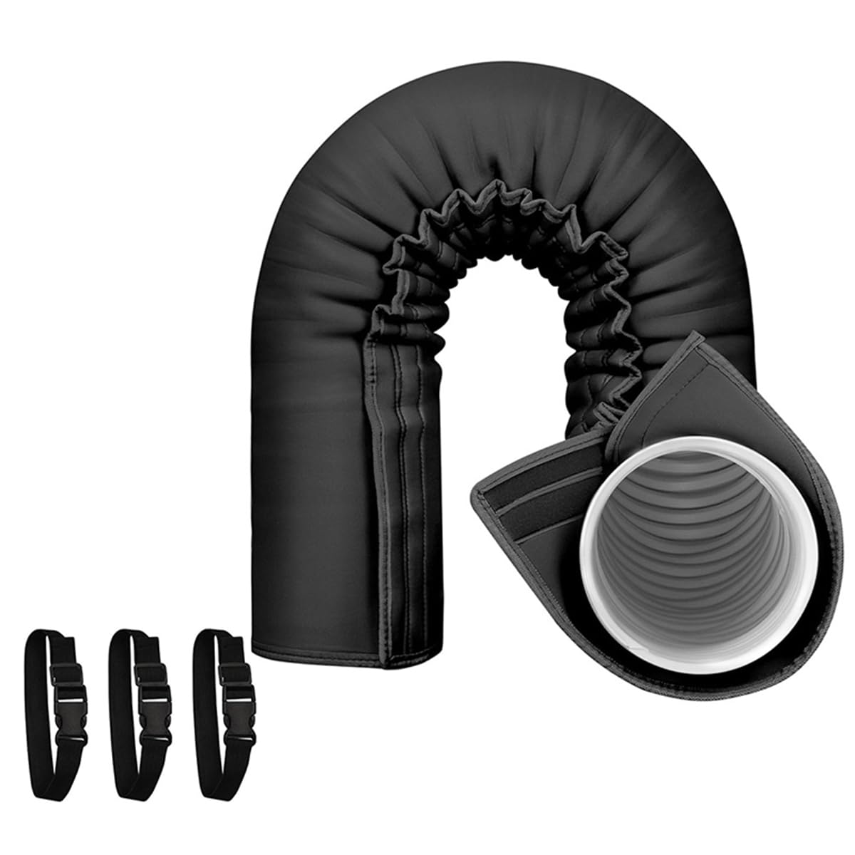 Yelschwa Black Portable Achose Insulation Sleeve For Portable Air Conditioners, 5" & 5.9" Diameter Exhaust Hose Cover, Easy Installation With Adjustable Buckle Straps (Black)