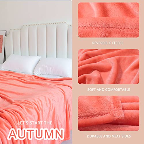 Image of NANPIPER Fleece Blankets, Super Soft Flannel King Size Blanket for Bed, Luxury Cozy Microfiber Plush Fuzzy Blanket,Living Coral