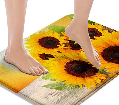Britimes Bath Mat For Bathroom, Bathroom Mats Rugs No Silp, Yellow Sunflower Washable Cover Floor Rug Carpets Floor Mat Bathroom Decorations 16X24 Inches For Kitchen Bedroom Indoor #TOP10