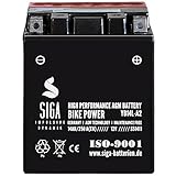 SIGA BIKE POWER AGM Batterie 14AH - 250A/EN 12V - YB14L-A2. Mit innovativer AGM Technologie +25%.Startleistung. Für extreme Anforderungen konstruiert. Deutlich verbesserte Stromaufnahme und lassen sich so viel schneller Aufladen.