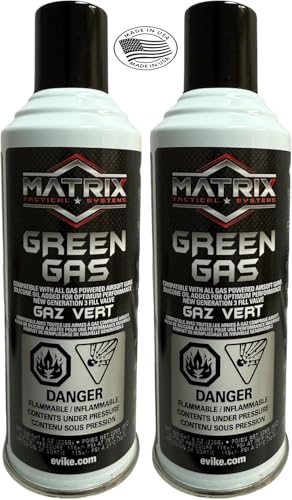 3Skull Matrix Green Gas for Airsoft BB Pistol Hand Gun Rifle Clear - Pack of 2