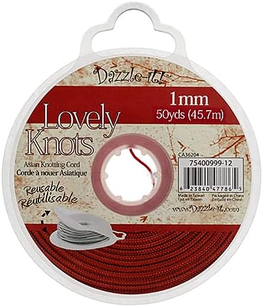 Dazzle-It! Lovely Knots - Asian Knotting Cord 1mm Thick - Red (50 Yards On Bobbin)