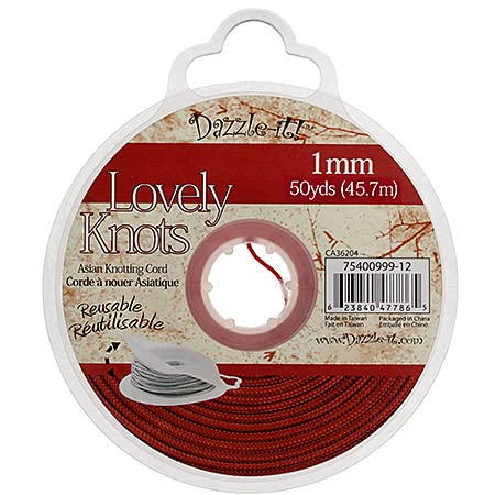 Lovely Knots - Asian Knotting Cord 1mm Thick - Red (50 Yards On Bobbin)