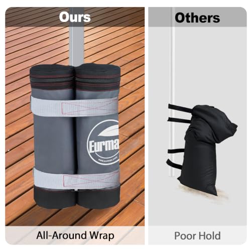 Image of Eurmax USA 4-Pack 180LBS Capacity Universal Canopy Weight Bags,Heavy Duty Windproof Sandbags with All-Around Wrap Design,Ultimate Stability for Pop Up Tent,Shelter in High Winds(Sand Not Included)