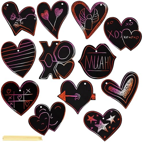 Iconikal Valentines Day 48 Scratch Art Ornament Cards 24 Sticks