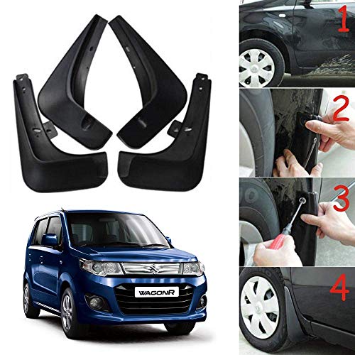 Image of Oshotto (O.E.M Fitting Cup Type) Mud Flap /Splash Guard Compatible with Maruti Suzuki WagonR 2012,2013,2014,2015,2016,2017,2018 (T-III) (Set of 4)
