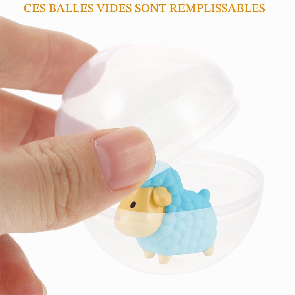 Housoutil Capsules Rondes Transparentes, 50PCS Capsule Jouet Vide, 60mm Boule Plastique Transparente, Remplir Acrylique Coquille De Transparente Machines à Chewing-Gum Petits