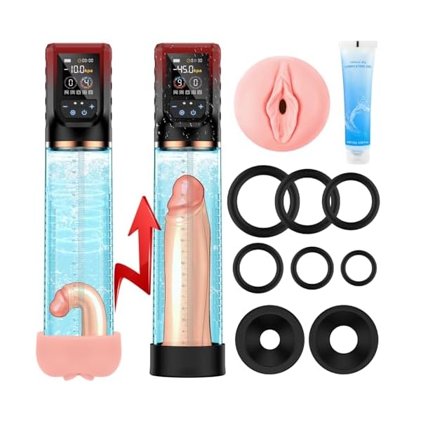 Penispumpe für Penisvergrößerung Sex Spielzeug für die Männer, Elektrische Penis Vakuumpumpe mit Taschenmuschi 9 + 4 Saugstufen, IPX7 100% Wasserdicht Erektion Masturbator mit 2 Silikonhülsen