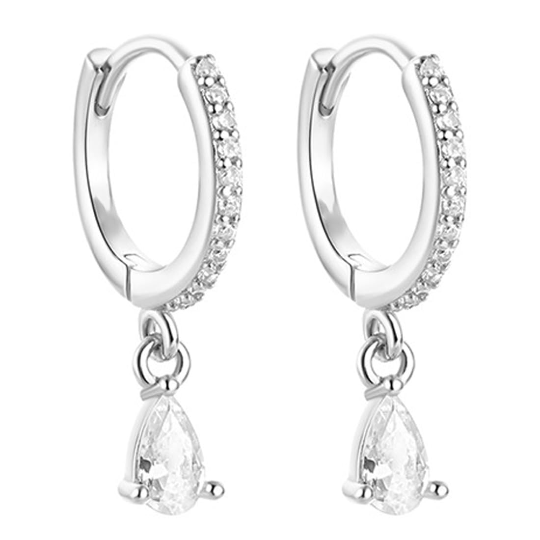 HSIXHAF 1 Paio Orecchini Donna Argento 925 Orecchini Brillantini Punto Luce, Orecchini Aanallergici Donna Set Orecchini Donna Argento per Le Donne Ragazze Orecchini a Cerchio con Strass