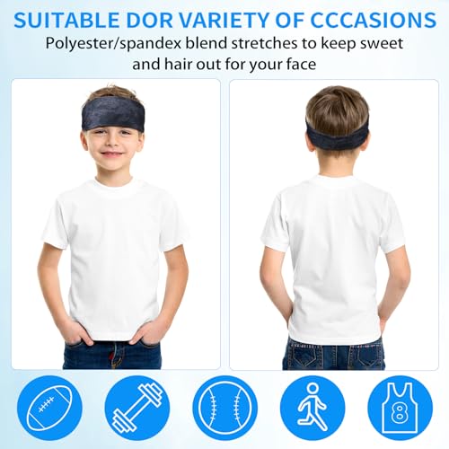 Zhanmai 8 Pieces Boys Headbands Athletic Sweatbands Kids Sports Wicking Breathable Headbands Elastic Girls Boys for Football Basketball Running Exercise4