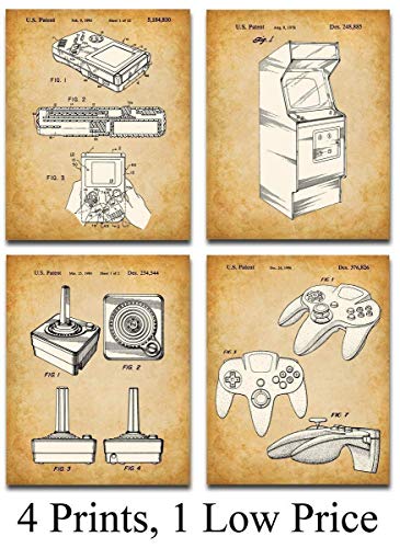 Original Video Games Patent Art Prints - Set of Four Photos (8x10) Unframed
