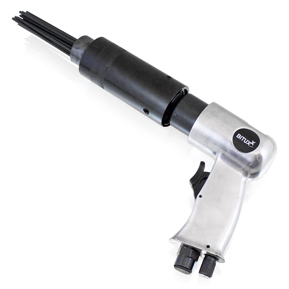 Bituxx Pistola de agujas de aire comprimido, eliminador de óxido, 4000 rpm, 1 cabezal de aguja con 19 agujas de 3 mm de diámetro