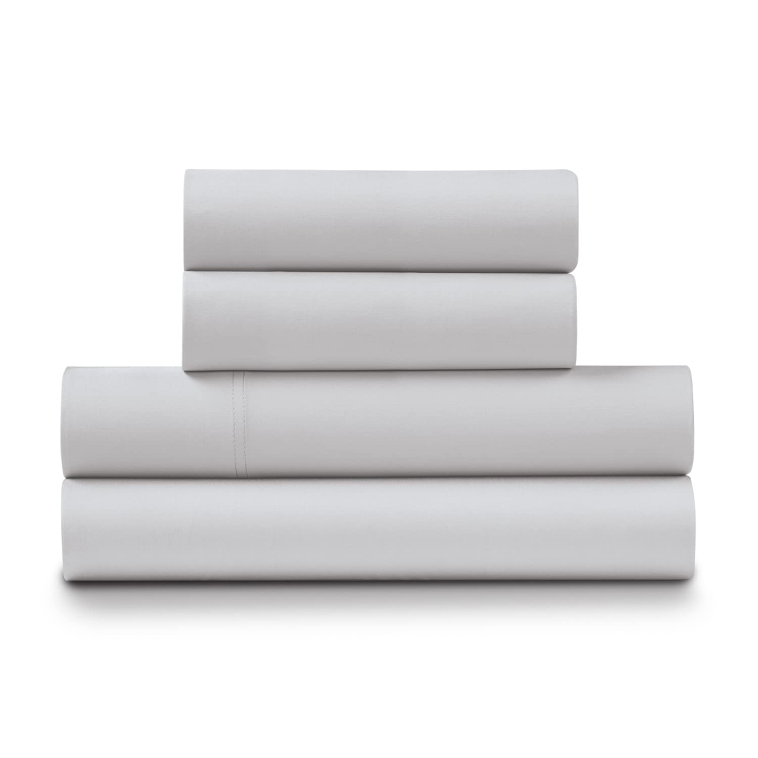 Ella Jayne 100% Bamboo Bed Sheets - 4 Piece Luxury Bedding Set - Ultra Soft and Durable Material with Temperature Control Fibers - 1 Fitted Sheet, 1 Flat Sheet, 2 Pillow Cases - Full, Silver