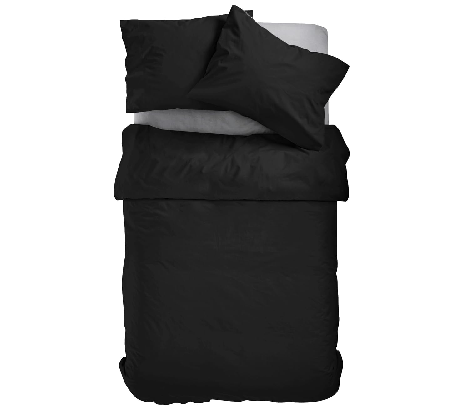 Amolavet Sommer Bettwäsche 155x220 Schwarz Uni Gebürstete Mikrofaser Super Weich & Atmungsaktiv Pflegeleicht & Bügelfrei 2 Teilig Bettbezug Set mit Reißverschluss