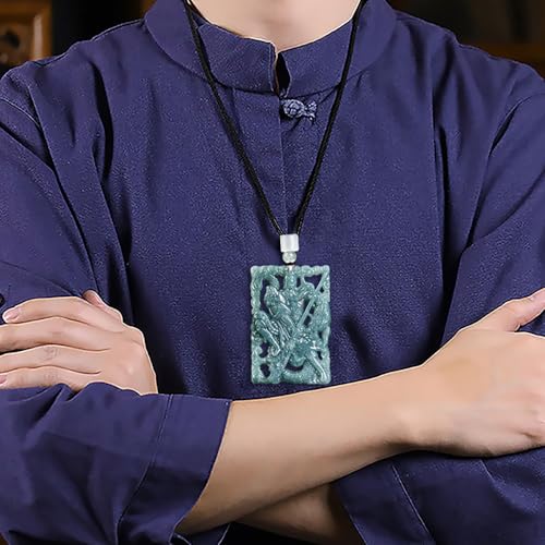 Jade Necklace for Men and Women, Wu God of Wealth Guan Gong Pendant Necklace, Hand Carved Grade A Certified Jadeite Feng Shui Guan Yu Lucky Amulet Jewelry3