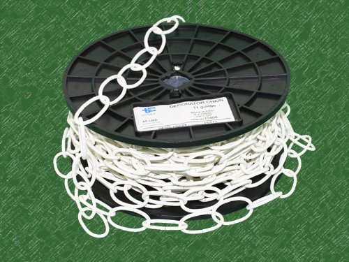 TC Decorator Chain, WELDLESS Chain, 50' FEET Reel/ROLL (50 Feet, White)