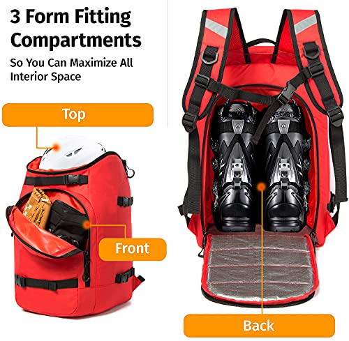 Hamish Ski Boot Bag,50L Waterproof Ski Boots Bag Backpack,Snowboard Travel Lightweight Ski Bag Backpack For Ski Helmet, Goggles, Gloves, Skis, Snowboard & Accessories #TOP4